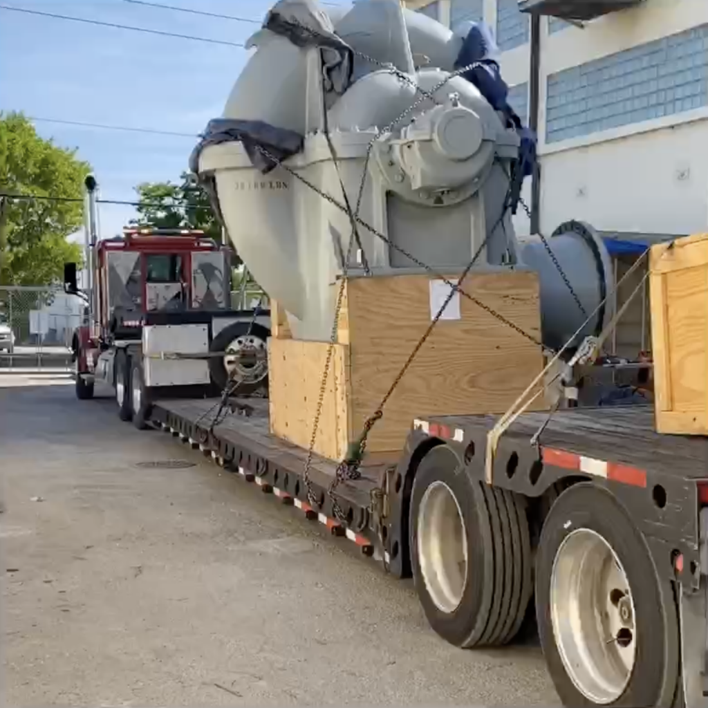 Pedowitz Machinery Movers NYC Trucking & Rigging 40000 Pound Pump Water Treatment Plant a