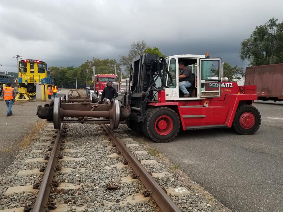 Pedowitz Machinery Movers NYC Trucking and Rigging Oyster Bay Antique Boxcar Move for Railroad Museum Oyster Bay Long Island NY Statue & Fine Art Rigging 4