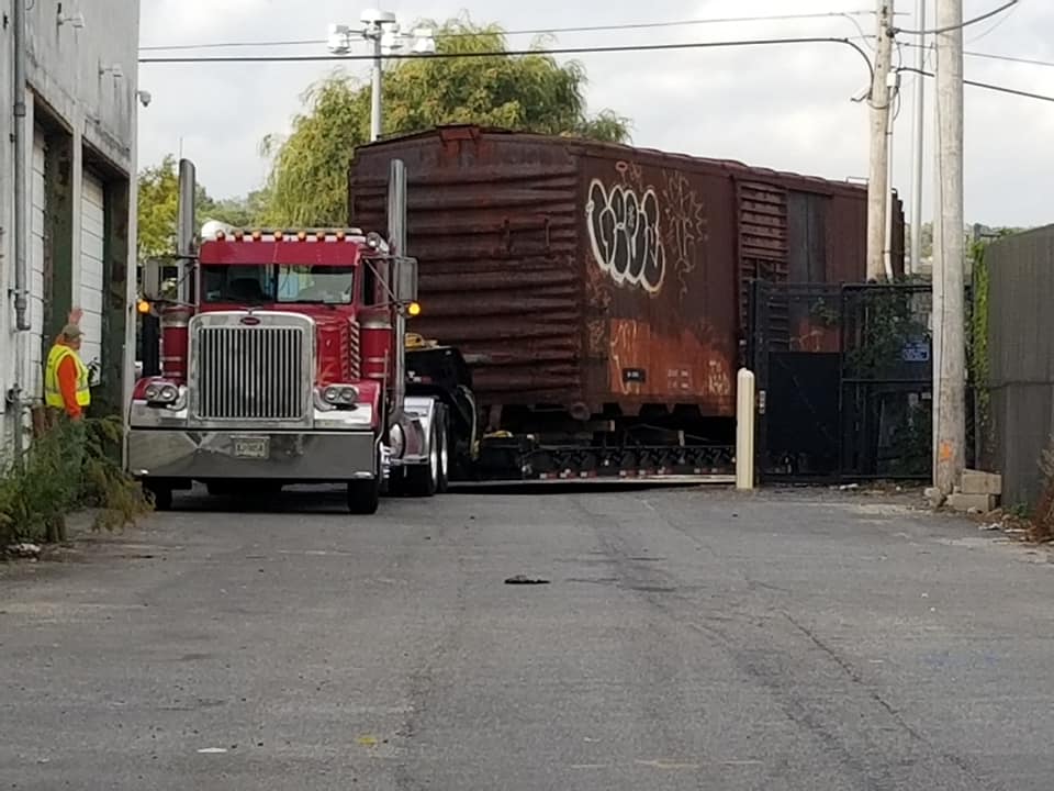 Antique Boxcar Move for Railroad Museum Oyster Bay